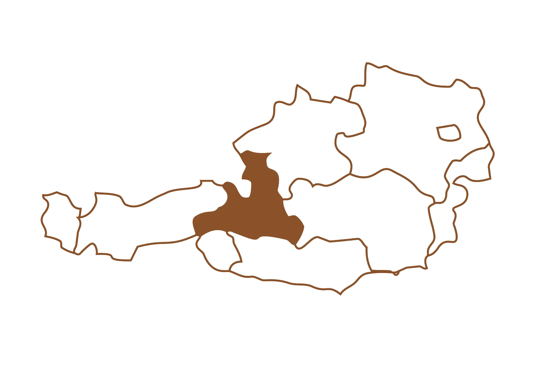 Landkarte mit Fokus auf Salzburg