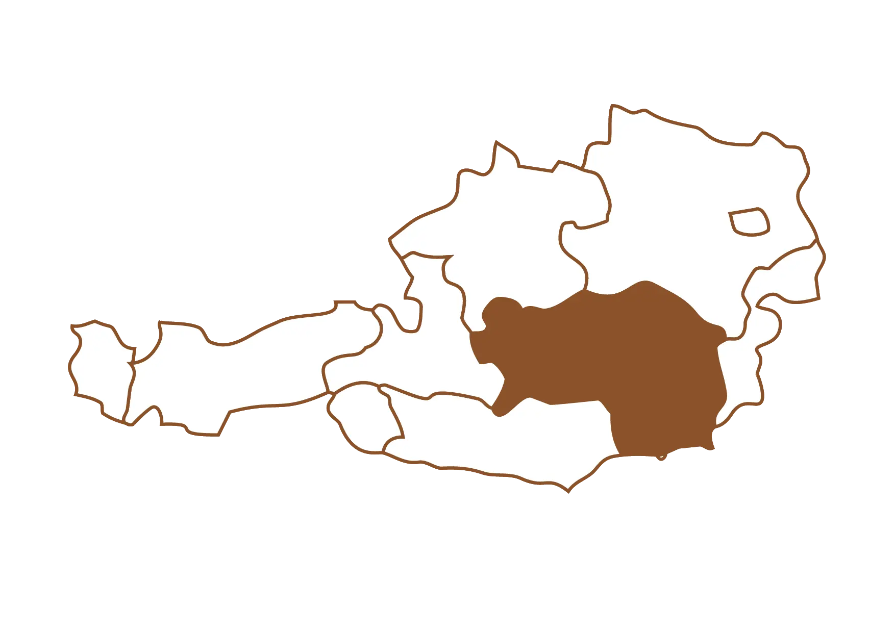 Landkarte mit Fokus auf die Steiermark