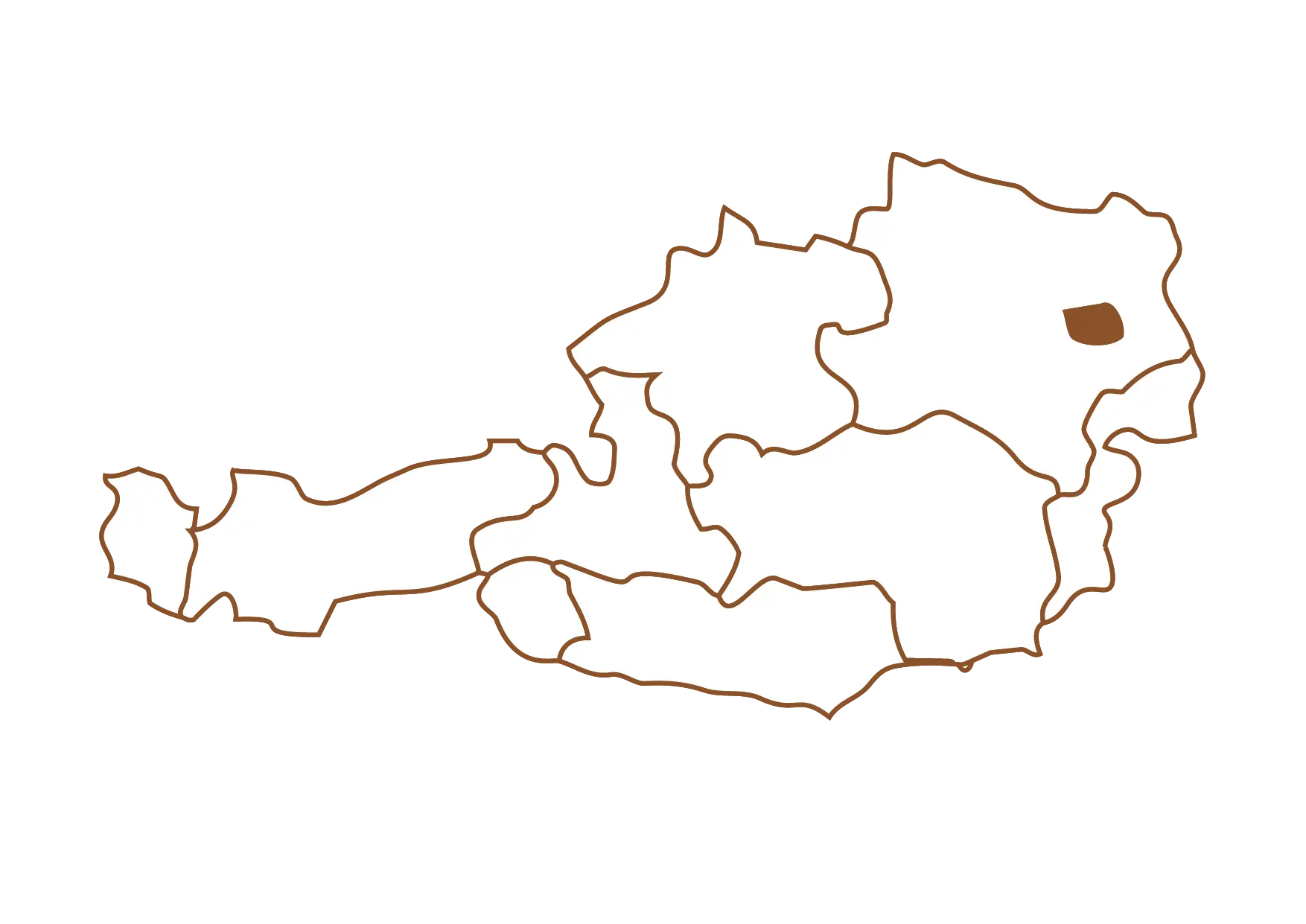 Landkarte mit Fokus auf Wien