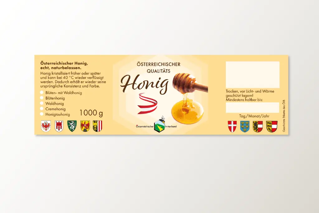 Österreichische Honigetiketten-Rollenetiketten