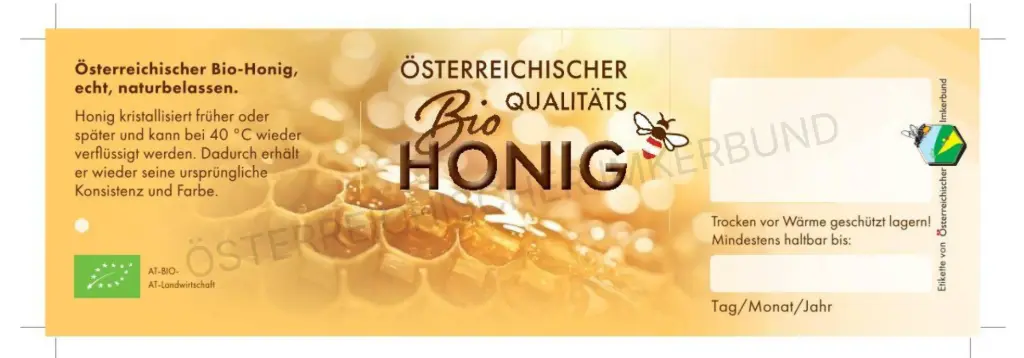 Österreichische BIO Honigetiketten-Rollenetiketten MIT NAMENSEINDRUCK